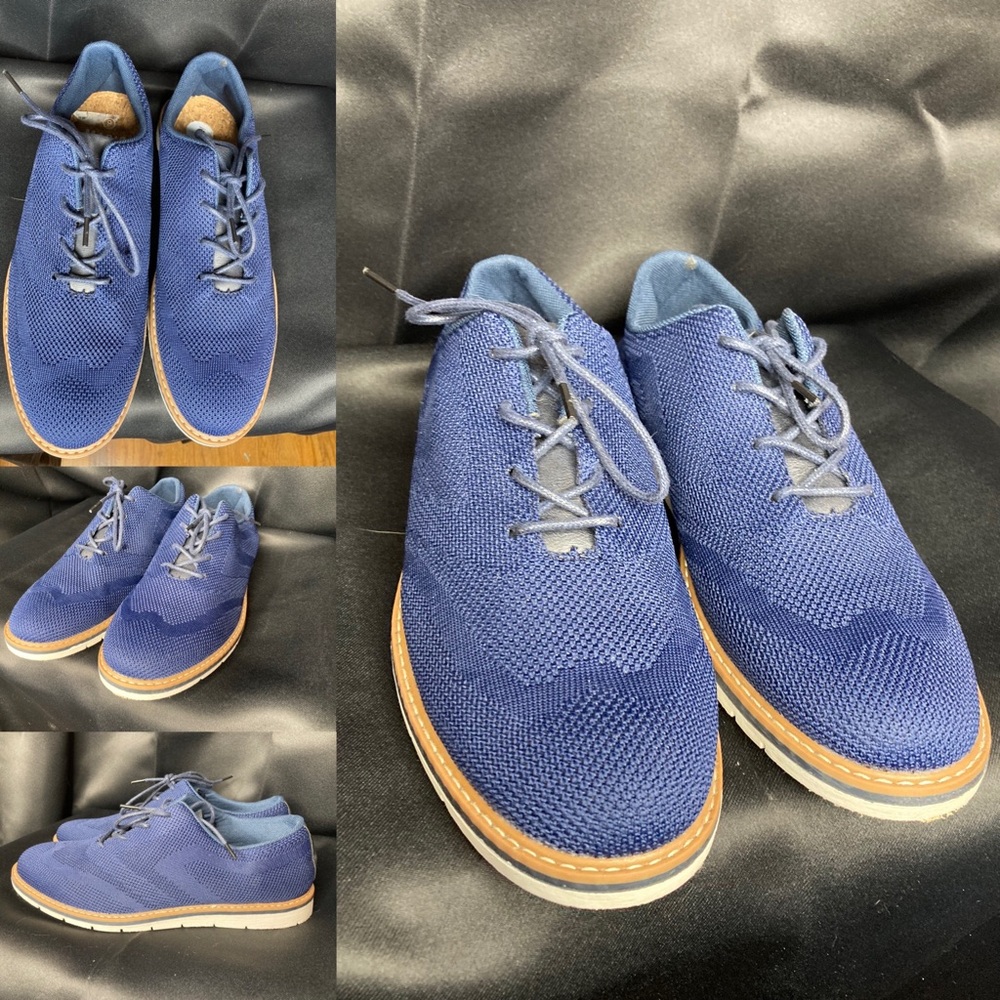 Mario Lopez navy blue oxford canvas loafers